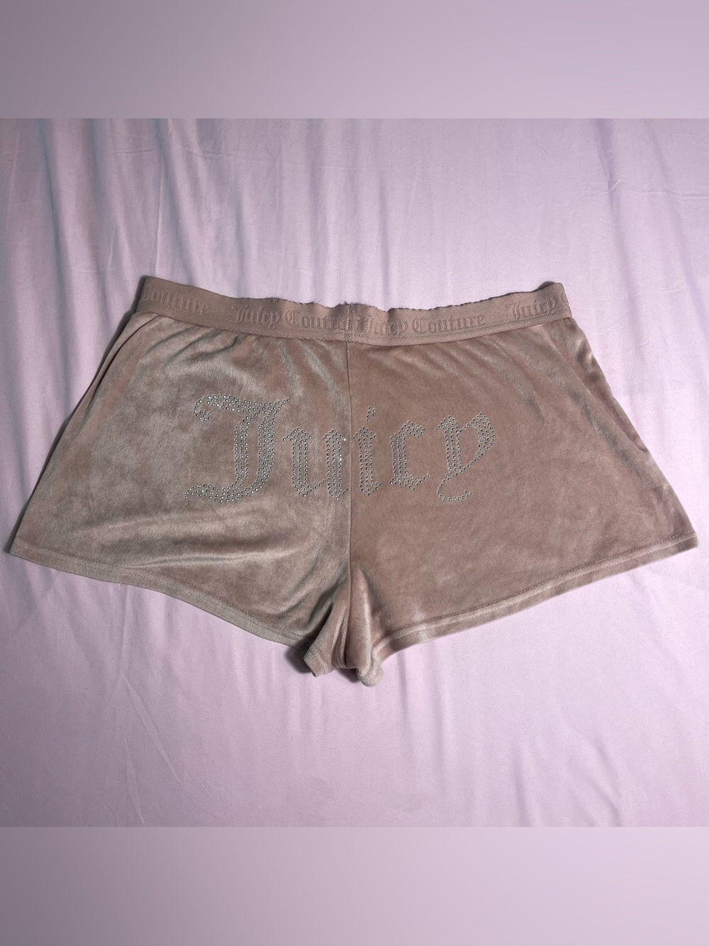 Juicy Couture Light Pink Bedazzled Velour Sleep Shorts